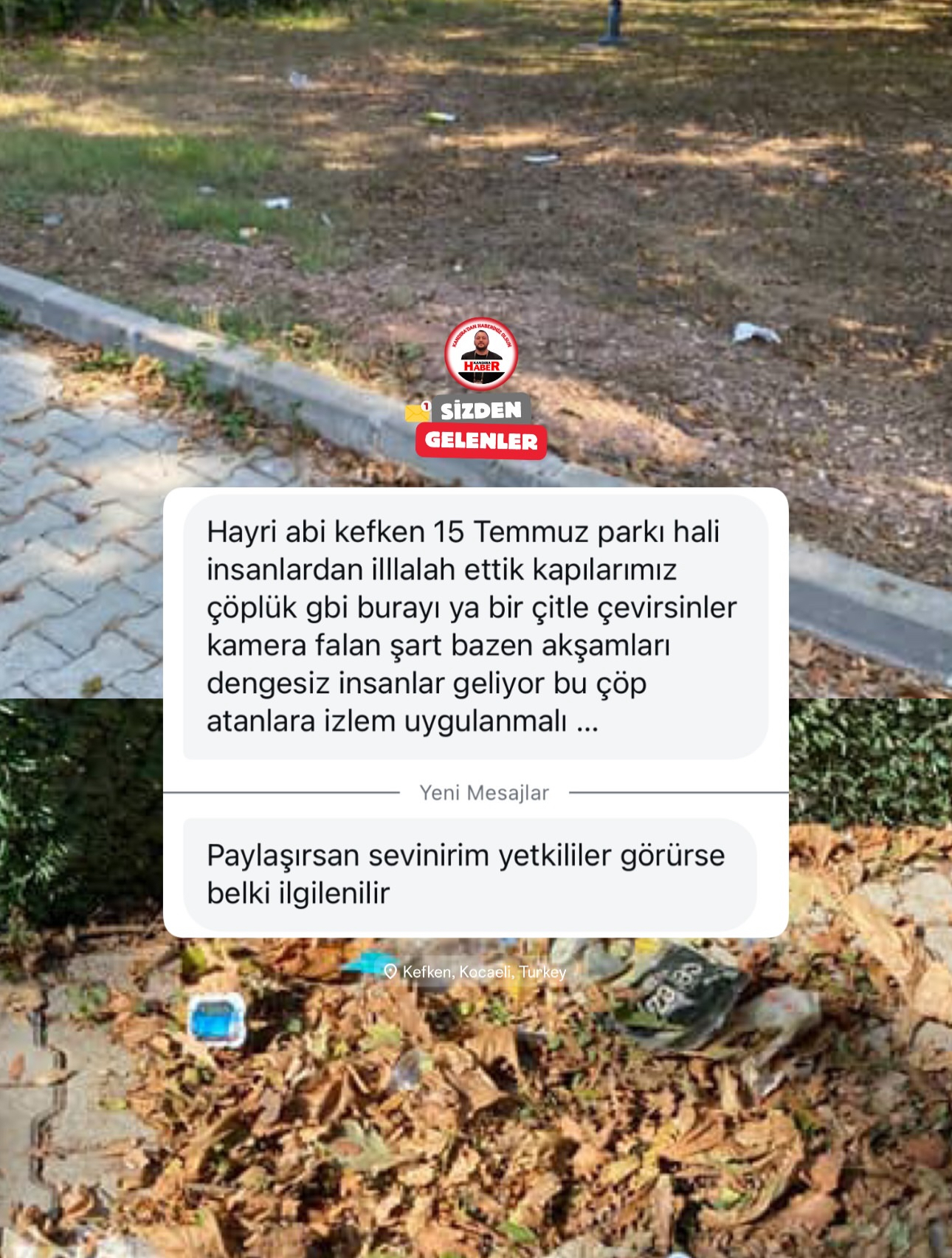 Kefken 15 Temmuz Parkı’nda Çöp Sorunu Tepki Çekiyor