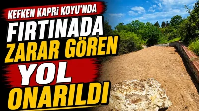 Kefken Kapri Koyu’nda fırtına nedeniyle zarar gören yol, Kocaeli Büyükşehir