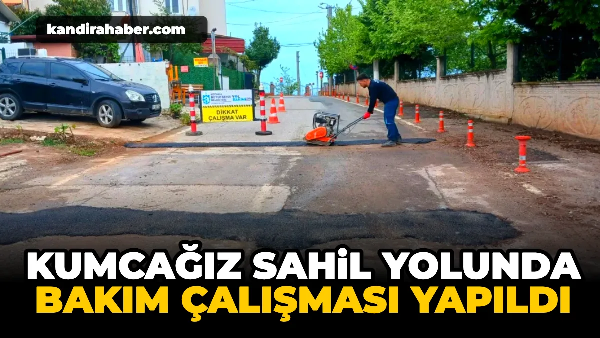 Kocaeli Büyükşehir Belediyesi ekipleri, Kumcağız sahil yolunda bozulan noktalarda bakım