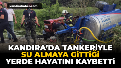 Kandıra'da tarlasını sulamak için eski taş ocağındaki su birikintisinden su
