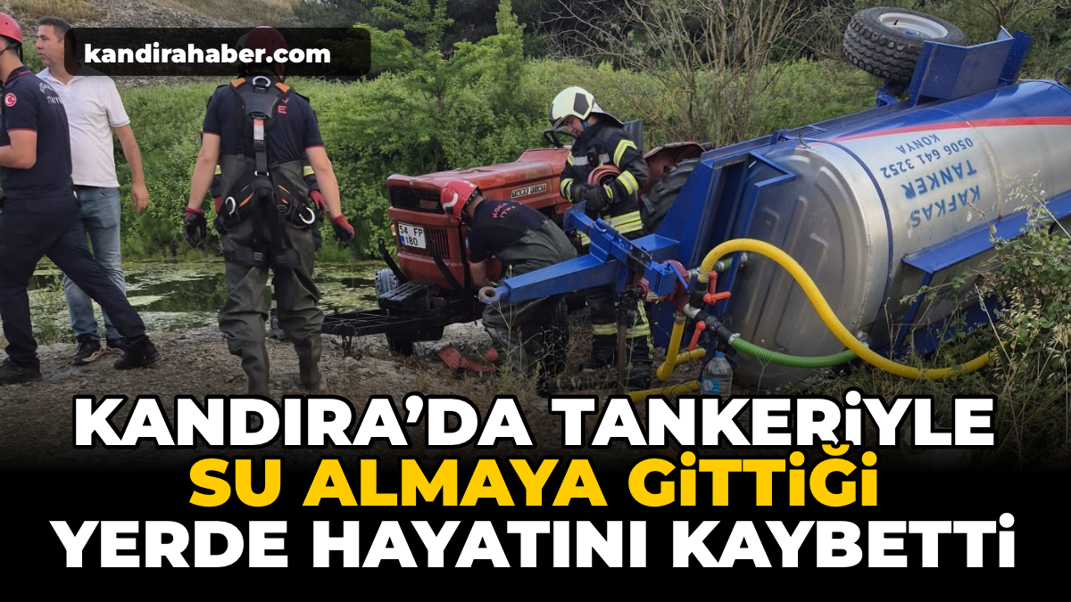 Kandıra'da tarlasını sulamak için eski taş ocağındaki su birikintisinden su