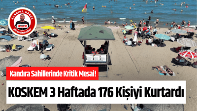 KOSKEM ekipleri, 2-23 Ağustos arasındaki üç haftalık süreçte Kandıra sahillerinde