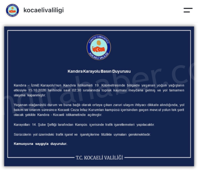 Kandıra-İzmit Yolunda Yeni Düzenleme: Cezaevi Kampüsü İçinden Geçiş Açıldı